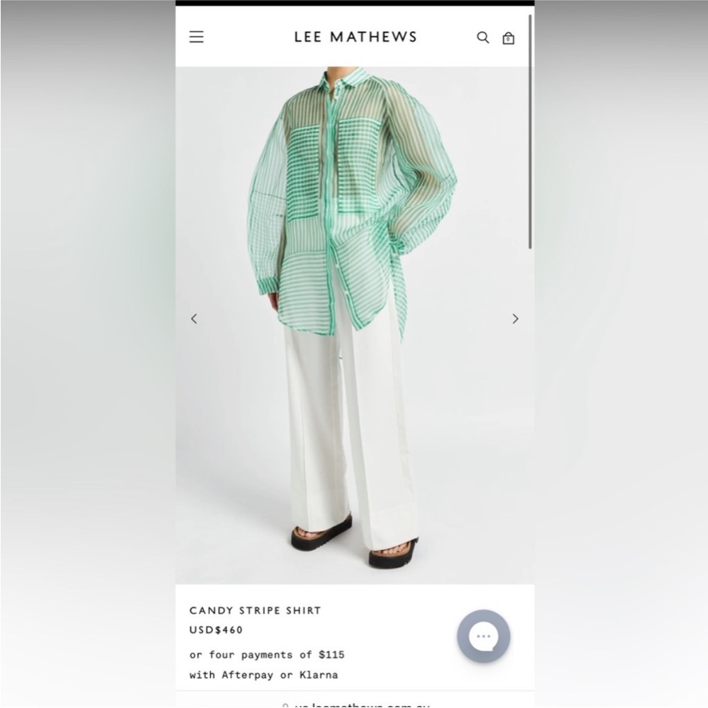 ISO Lee Mathews Candy Striped Organza Shirt